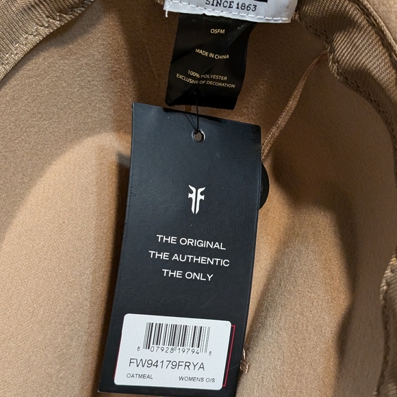 Frye oatmeal women's hat one size cowboy NWT - Picture 5 of 8